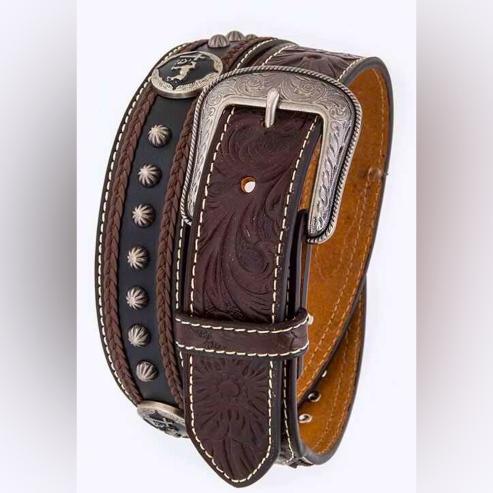 Genuine Leather Rodeo Concho Western Statement Belt